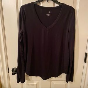 Black Long Sleeve V Neck Top